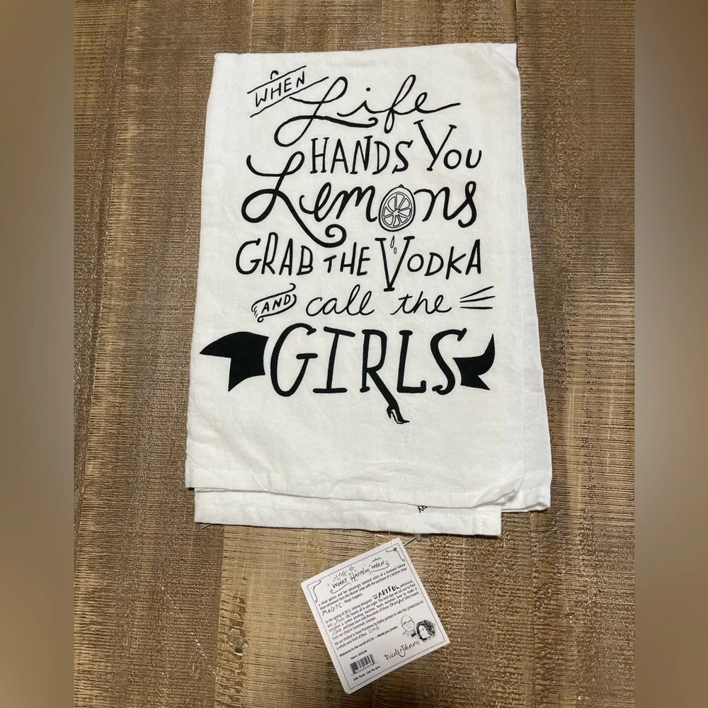 Primitives by Kathy LOL Dish Towel with Black Text